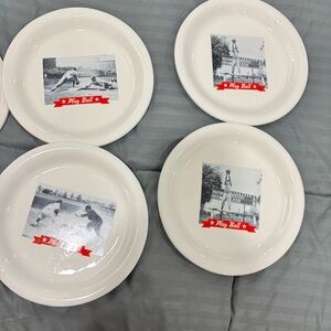 Pottery Barn Play Ball White Ceramic Plates Set